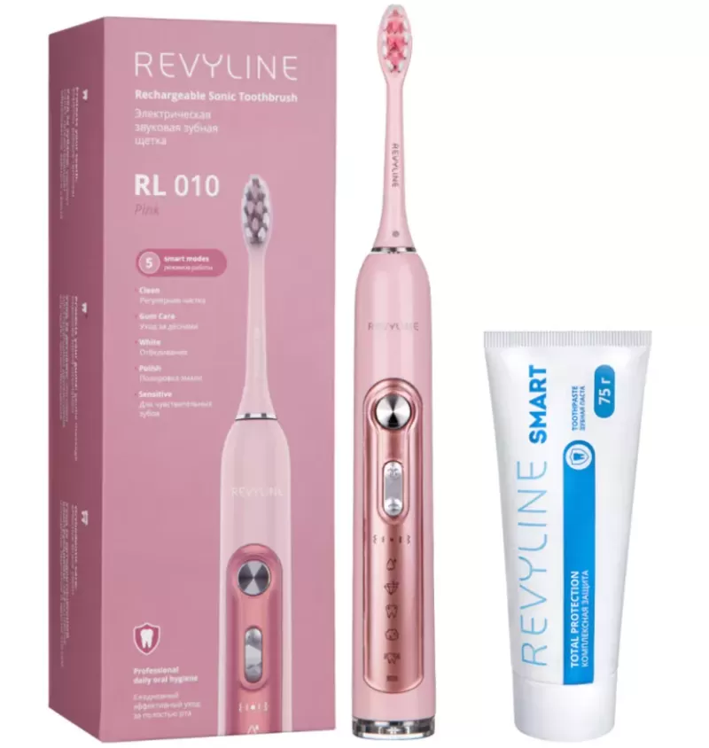 Набор звуковая щетка Revyline RL 010 Pink и паста Smart